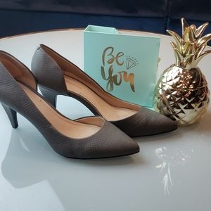 BCBGeneration Gray Snake D'orsay heel, size 9M